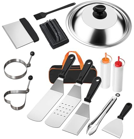 Guaber 14 griglie in acciaio inox per cucinare con parte superiore piatta, accessorio da cucina, facile da usare, copertura per imbastitura