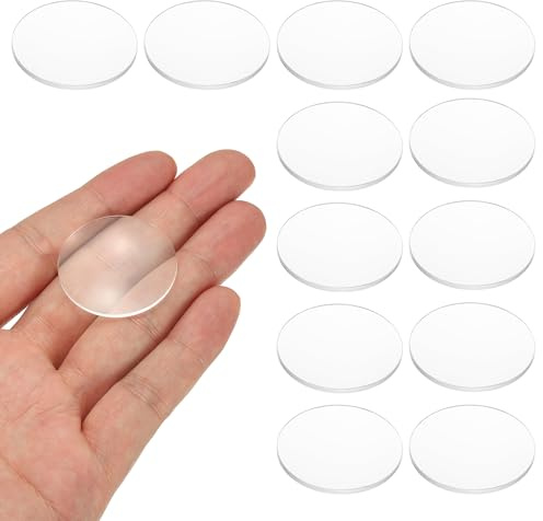 PATIKIL 12-pack biconvex lins, 31 mm dia. 65 mm brännvidd optiska linser förstoringsglas pappersvikt akryl dubbel konvex för gör-det-själv kontorsskrivbord hem vetenskap experiment teleskop