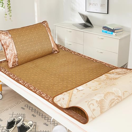 OAKVYNE Estera De Dormir Verano,Estera De Enfriamiento Tejida De Ratán,para Dormitorio Estera De Bambú De Verano,Esterilla De Bambú De Hielo,Transpirable Plegable para(135 * 190cm/53.15 * 74.80in)