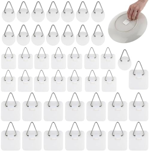MUNZE 45 Unidades Cuelga Cuadros Sin Clavos Adhesivos Blancos - 15 Ronda+15 Cuadro Pequeño+15 Cuadro Grande Extrafuertes