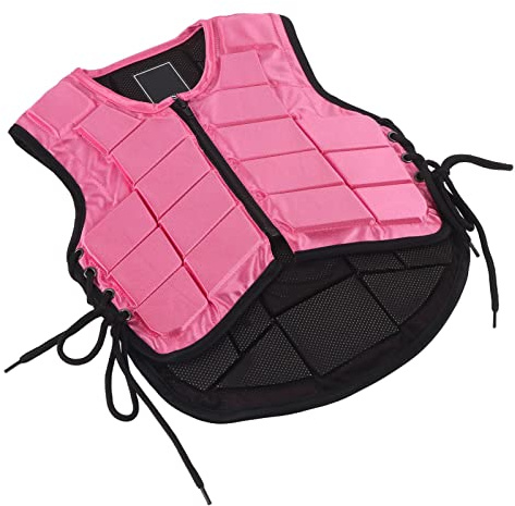 Aumotop Gilet D'équitation pour Enfants, Protection Corporelle Rembourrée en Mousse Confortable pour la sécurité de L'équitation, Rose, Taille M
