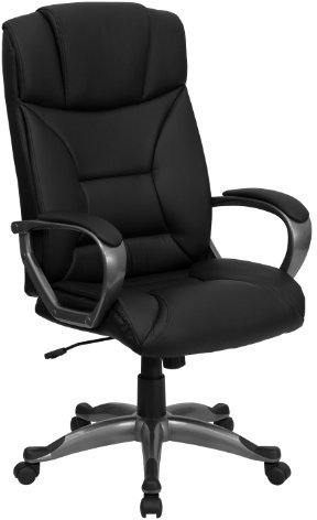 Flash Furniture Chefsessel mit hoher Rückenlehne, Leder, Schwarz