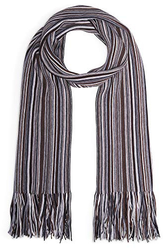 LOVARZI Bufanda de hombre en lana merino - Gris, Marrón y Negro - Bufandas para hombres
