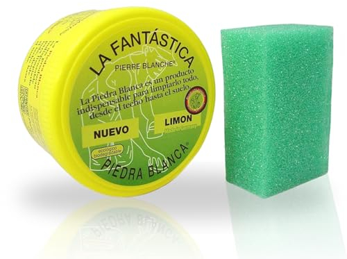 La Fantástica Piedra Blanca (600 g) | Arcilla de Limpieza Multiusos | Fórmula Original Alemana | Limpia, Pule y Protege + Esponja de Regalo