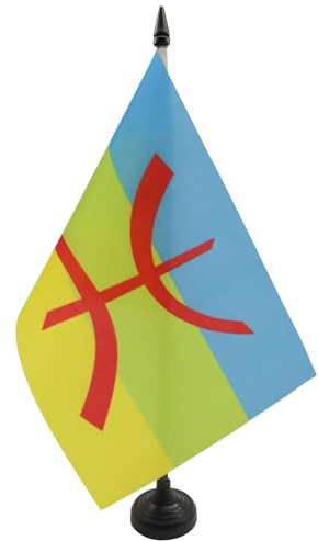 Kabylie bordsflagga 21 x 14 cm - liten kabyl kontorsflagga - Berber Algeriet 14 x 21 cm - AZ FLAG