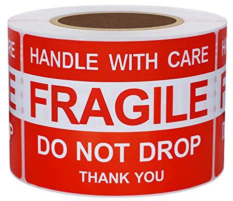 Hybsk Rouleau de 300 étiquettes autocollantes 5,1 x 7,6 cm « Do Not Drop Thank you Fragile »