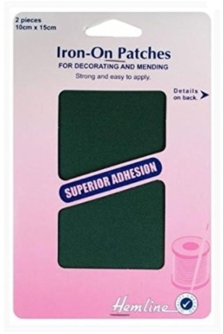Hemline Iron On Repair Bottle (10 x 15cm) Cotton Twill Patches (2 Pcs) Mend Glue Sew Fabric Jackets Curtains Pillows Lining H690BOT