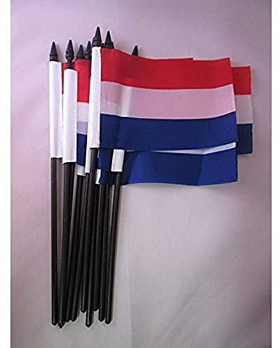 AZ FLAG Bandiera con Asta Paesi Bassi 15x10 cm Poliestere Leggero Asta | Uso interno ed esterno bandiera a mano olandese Nederland bordi cuciti e finitura rinforzata con asta in plastica