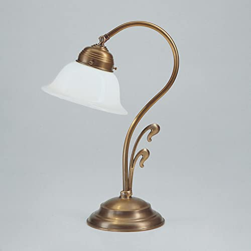 Licht-Erlebnisse Tischleuchte in Berliner Messing Jugendstil E27 bis zu 60 Watt 230V Deutsches Qualitätsprodukt aus Messing Schlafzimmer Wohnzimmer Lampe Leuchten innen Beleuchtung