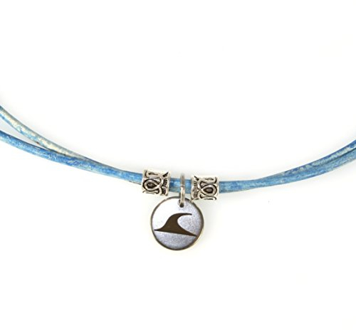 WAVEPIRATE® Echt Leder-Halskette Rondo Blau 40 cm Edelstahl-Verschluss in Geschenk-Box Surfer Herren Männer Damen