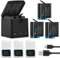 Vemico Hero 8 Batteria Caricabatterie Kit 3 x 1500mAh Batterie di Ricambio e USB Tipo-C LED a 3 Canali Caricatore per Hero 7 Black/Hero 8 /Hero 6 /Hero 5/AHDBT-801