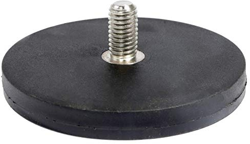 Neodym Magnet System Gummiert mit Gewindezapfen - 22mm bis 88mm Durchmesser - M4 - M8 Gewinde - Bis 55KG Stark - Gummi Magnete Anti Rutsch Beschichtung - Runde Topfmagnete (Ø 66mm - M8-22 KG)
