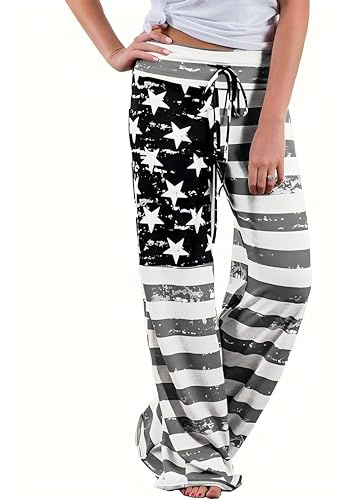 AMYTIS LINGERIE Damen Yoga-Hose Schlafanzughose weich Pyjamahose Fitness Lange Stretch Drawstring Hosen Freizeithose Strandhose Weites Bein Hose