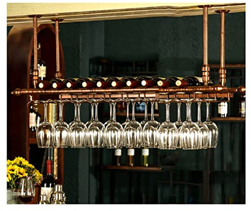 MDELRuldeⓘ Soporte para Copas Botelleros Estantes para Vino en el Techo |Soporte Colgante para Copa de Vino Vintage|Soporte rústico para Vino montado en la Pared，3 Opciones de tamaño