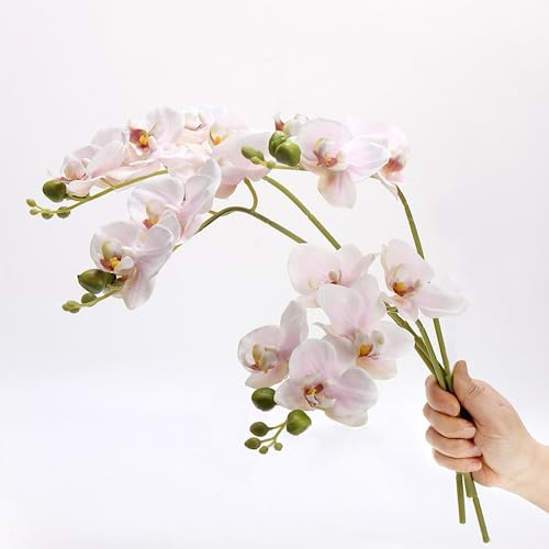 DODXIAOBEUL Künstliche Blumen, Latex, Phalaenopsis, 45 cm, künstliche Orchideensträuße für Hochzeit, Party, Zuhause, Garten, Dekoration, Hellrosa, 4 Stück