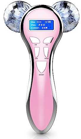 Yeadous Microcurrent Facial Device, 4D Electric Face Lift Roller with Vibration, Skin Care Products for Anti-Aging, Rechargeable Facial Massager for Face Eye Neck, Gifts for Her or Him(Pink)