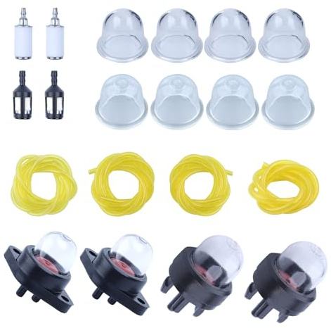 Adefol Benzinschlauch Set, Universal Benzinfilter Kit, Benzinfilter Benzinschlauch set mit Schläuchen, Kraftstofffilter und Dichtungen Primer für Kettensägen, Rasenmäher, Heckenscheren, Hochentaster