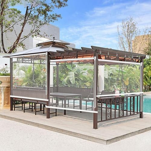 Terrasse Pergola Rollos,Transparente Vinyl-Rollläden,Wasserdichter Rollo,durchsichtige Gartenrollos für Veranda-Pavillon,UV-Schutz Wärmeisolierung Seitenzugrollo Außenrollo (W100xH180cm/W39xH71)