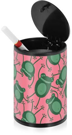Funny Frogs Aschenbecher für Zigaretten mit Deckel, geruchsdicht, Edelstahl, tragbar, rauchfrei, Autozubehör, Aschenbecher mit Deckel