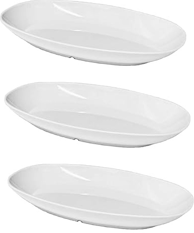 Harfield Deep Oval Plates Pack of 3 500ml Food Platter Virtually Unbreakable Polycarbonate Plastic