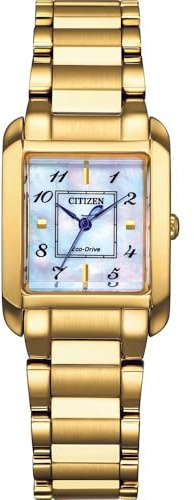Citizen Eco-Drive Damenuhr Edelstahl, Perlmutt Weiß, EW5602-81D | Eco-Drive Solar, Keine Batterie Nötig, Saphirglas, 5 bar Wasserdicht, 210 Tage Gangreserve, Edelstahlband