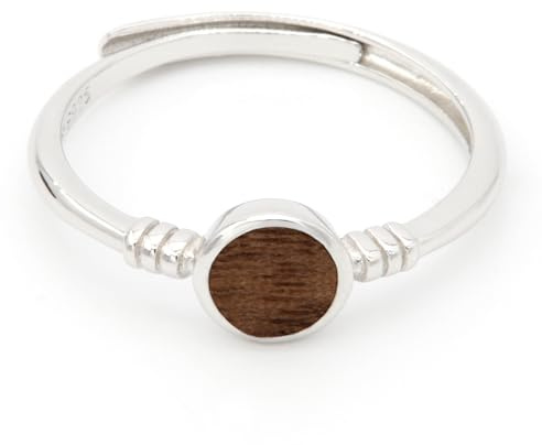 NaturSchatulle Holzschmuck Ring Holz Collection aus 925 Silber Verstellbar Holzring mit Holzeinlage Schmuck Geschenk für Frauen