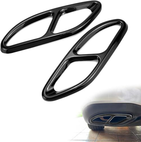 QWORK® 2 Stück Auspuffblende, Auspuffendrohrabdeckung aus Metall, Kompatibel mit Benz C-Klasse W205, E-Klasse W213, B-Klasse, GLC-Klasse