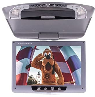 TV para auto Monitor de coche AV de 9/11 pulgadas, Monitor de montaje en techo de coche de 12-24V, pantalla LCD, pantalla de techo abatible hacia abajo, entrada de vídeo LED, vista trasera de marcha a