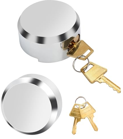 Alwapea 2 Pieces Heavy Duty Hidden Shackle Lock, Hidden Shackle Trailer Puck Padlocks Rekeyable Keyed Alike Puck Lock for Vans, Silver