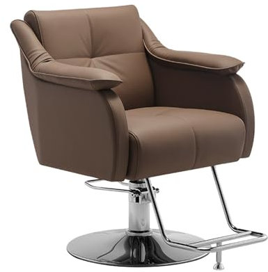 Generisch Braun, Ergonomisch Hochleistungs- Friseurstuhl Höhenverstellbar Drehbarer Stuhl Handhydraulisch Friseurstuhl Friseurstuhl Für Den Mit Fußstütze