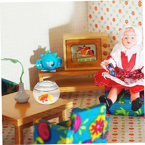 Milisten 2stücke Miniatur Fischglas Dekorative Puppenhaus Zubehör Realistische Goldfischschale Für Spielzeug-Dekoration Mikroszenen-Modelle