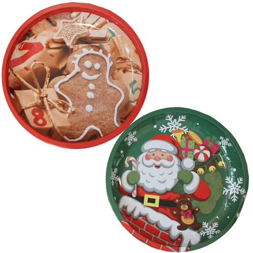Sternfabrik 2er SET Gebäck & Deko Teller 26cm Ø Höhe: 3cm Metall Weihnachten Dekoration Plätzchen Gebäckteller #05