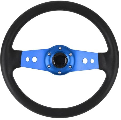 Fabater Autolenkrad, 13-Zoll-Universal-Rennlenkrad, Universal-Sportlenkrad aus PU-Leder und Aluminium mit Hupenknopf für das Auto, Stilvolles Aussehen, (Blue)