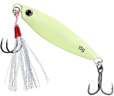 Psdndeww Hameçon Lumineux avec Leurre Spinner, Cuillère Métal, Leurre de Pêche Leurre Long Lancer Jigg Cuillère Leurre Leurre Longue Durée de Vie