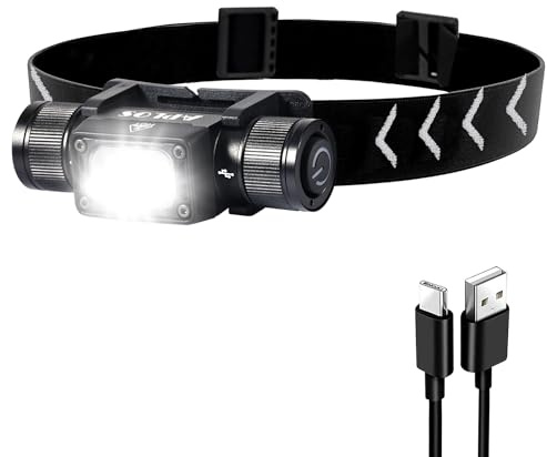 APLOS H340 LED Torcia Frontale Ricaricabile, 1500 Lumen Super Luminosa Lampada Testa con 5 modalità, Torcia frontale con luce rossa, IPX6 Impermeabile Compatta per Adulti, Jogging, Campeggio, Pesca