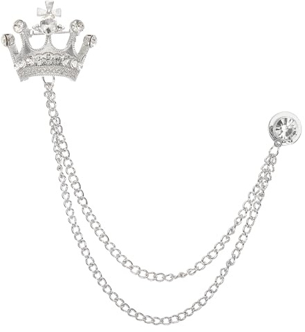 PATIKIL Broche à Chaîne Suspendue Couronne pour Femmes Hommes | Broches de Costume en Strass, Broches de Cristal de Mode pour Vêtements Robe Bouquet Manteau Chapeau Sac