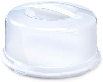 Clear Portable Plastic Cake Containers with Lockable Lid and Easy-Grip Handle – Offered in Two Shapes (Round and Square), Perfect for Storing Cakes, Pies, Cookies, and Desserts (1, Round Cake Box)
