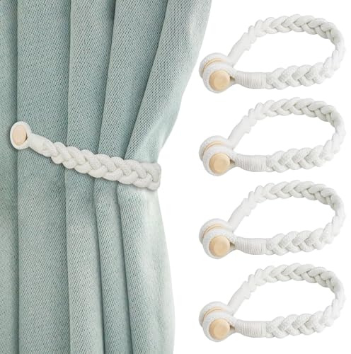 Jlnmmn 4 Stück Magnetische Vorhang Raffhalter, Raffhalter für Gardine, Raffhalter für Vorhänge, Vorhang Raffhalter, Gardinenhalter, Raffhalter Magnetisch, für Haus Office, Wohnzimmer, Schlafzimmer