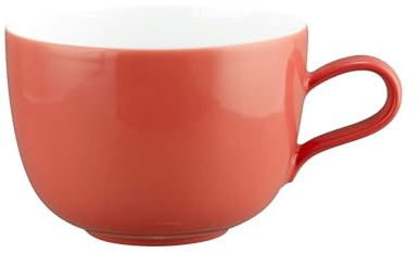 Seltmann Weiden Liberty Pure Colors Flamingo Red Milchkaffeetasse, 380 ml, Farbige Cappuccinotasse, Mix-&-Match-Geschirr, Spülmaschinen- und Mikrowellenfest, Porzellan, Rot