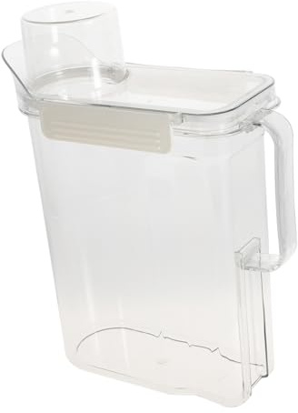 IWOWHERO Cubo De Lavandería Recargable Cubo De Polvo Contenedor De Loción Artículos Esenciales Baño De Invitados Caja De Almacenamiento De Detergente Para Ropa Transparente