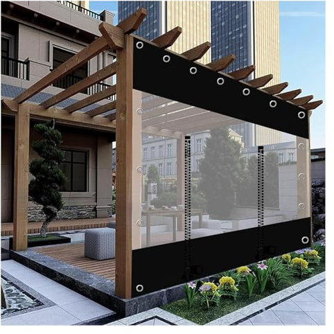 Outdoor Vorhänge Transparent Wasserdicht Plane Seitenteile Klar PVC Planen Vorhänge mit Reißverschluss Pergola Pavillon Seitenvorhänge Terrasse Veranda Garage Plane Baldachin