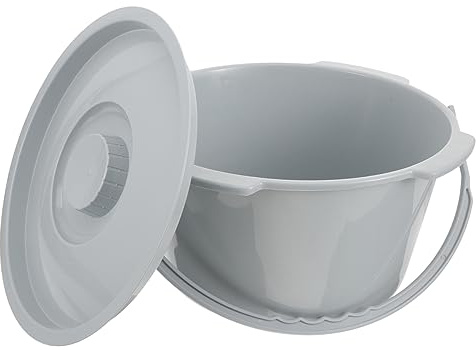 VERDANVERSE Portable Commode with Handle, Plastic Chamber Pot for Bedroom, Reusable Portable Toilet for Elderly with Smooth Surface and Flat Base, Night Spittoon with Lid for Bedside Use