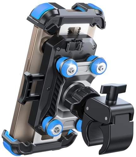 JOYROOM Soporte Móvil Moto Antivibración [Doble Amortiguación] Soporte Telemóvel Moto 360°Rotación Suporte Telefono Bicicleta para iPhone 16/15/14/13 Samsung S25/S24 Smartphone Azul