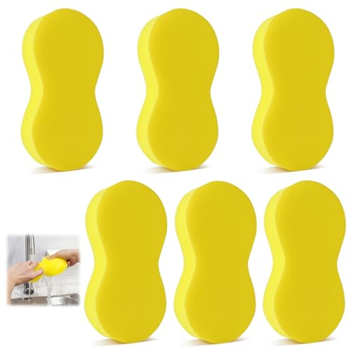 vsshe Grosse Éponge Voiture Lavage, 6 Pièces 23 * 11 * 4.5cm Eponge Universelle, Eponge Lavage Auto Exterieur, San Rayures Super Absorbantes pour Nettoyage de Voiture Lavage Vitres Cuisine
