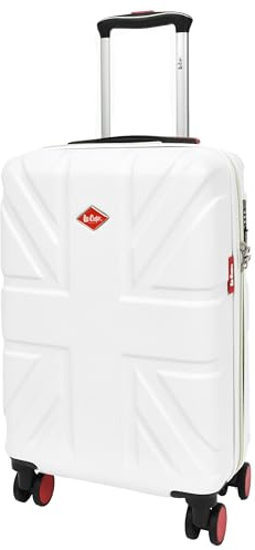 A1 FASHION GOODS AC311 Valise à 8 roues avec cadenas rigide Motif Union Jack britannique, blanc, Cabin, Valise rigide avec roulettes pivotantes