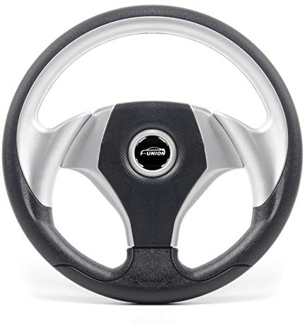 Volante Deportivo,Volante Coche Dirección 13inch 330MM PVC deriva de competición del deporte de la rueda auto universal placa plana de dirección de rueda de coche Accesorios Interior(Silver)