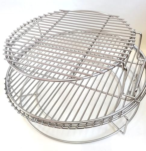 Big Green Egg Large Eggspander Replacement Kit, 5-Piece Stainless Steel | 5-pc Large Big Green Egg system: 3-tier rack, Conveggtor Basket, Crescent Grids. 304 stainless. 40+ cooking combos