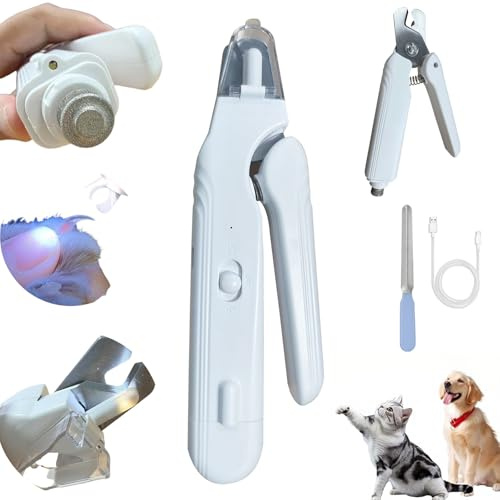 YOMEYOT 2 in 1 Pet Nail Clippers and Grinder with 2 Led Lights for Dogs Cats Birds Hamster Nail Claw Trimmer Rechargeable Low Noise Dog Nail Clippers and Grinder Quick Sensor