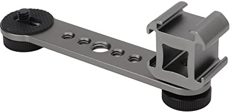 BRRNOO Soporte de Zapata Fría, Soporte de Flash de Cámara Adaptador de Montaje de de Micrófono de Aleación de Aluminio de Extensión de Zapata Fría Triple para Trípode monopié Estabilizador (Gris
