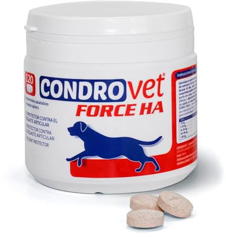 CONDROVET Force HA – Protector Articular para Perros – 120 Comprimidos | Cuidado de Articulaciones, Condroitina, Ácido Hialurónico y Vitamina E